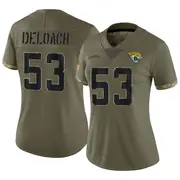 Olive Women's Kalen DeLoach Jacksonville Jaguars Limited 2022 Salute To Service Jersey